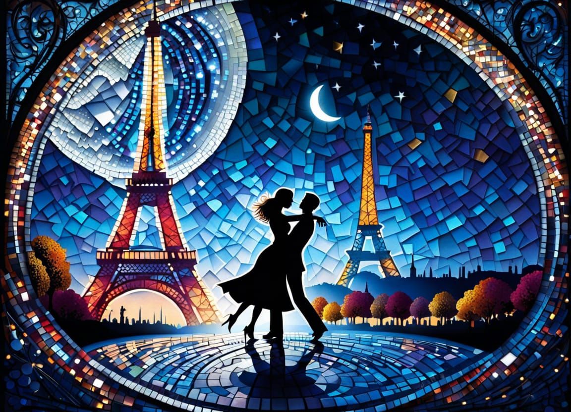 Parisian Dance: A Detailed Mosaic Matte Painting