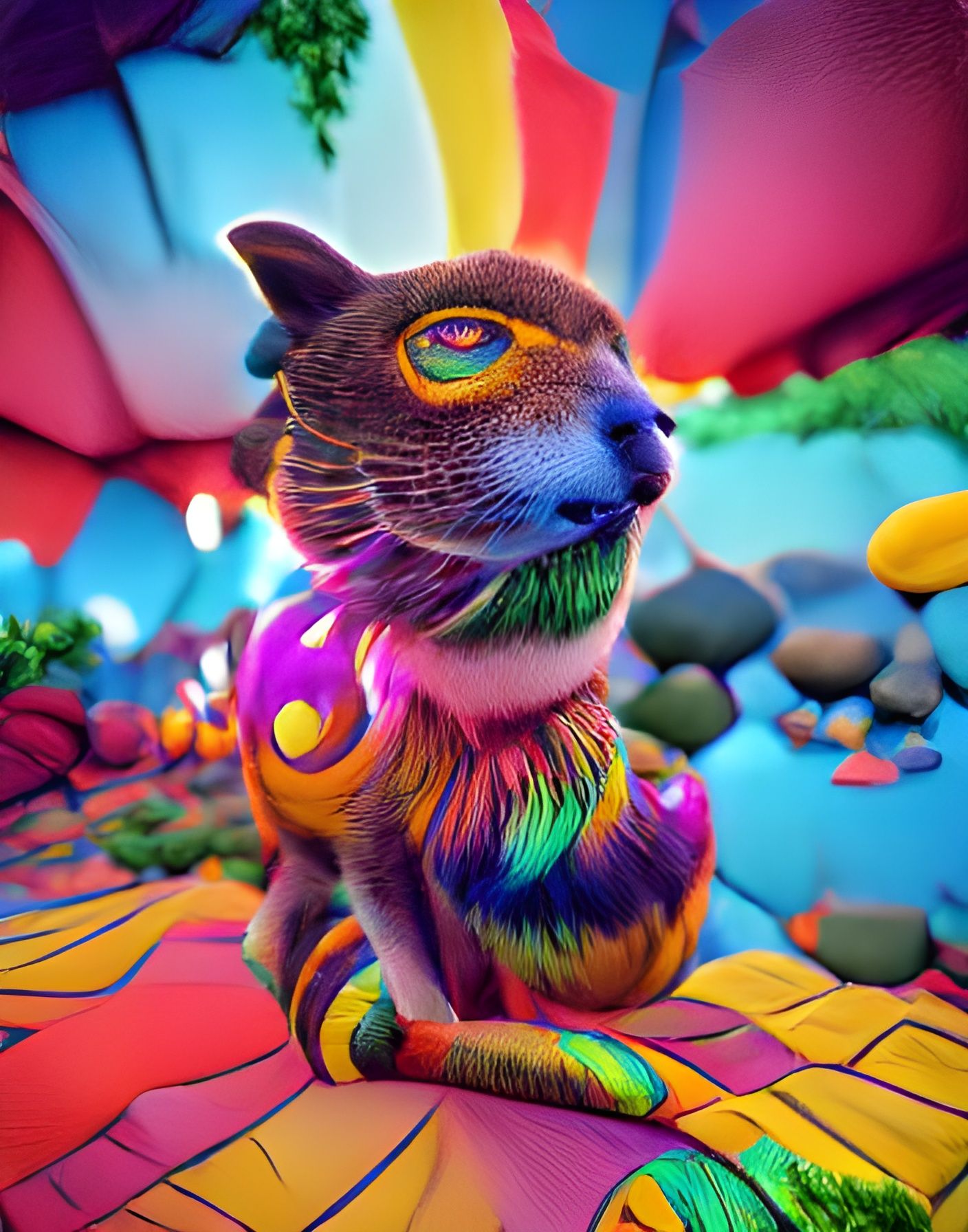 Psychedelic Cat in Colorful 8K Resolution