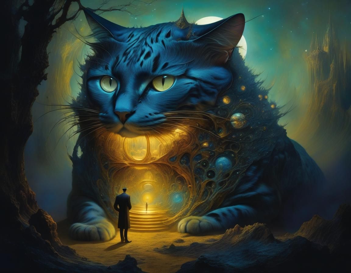Dreamlike Cat Anthropomorphism in Surrealist Style