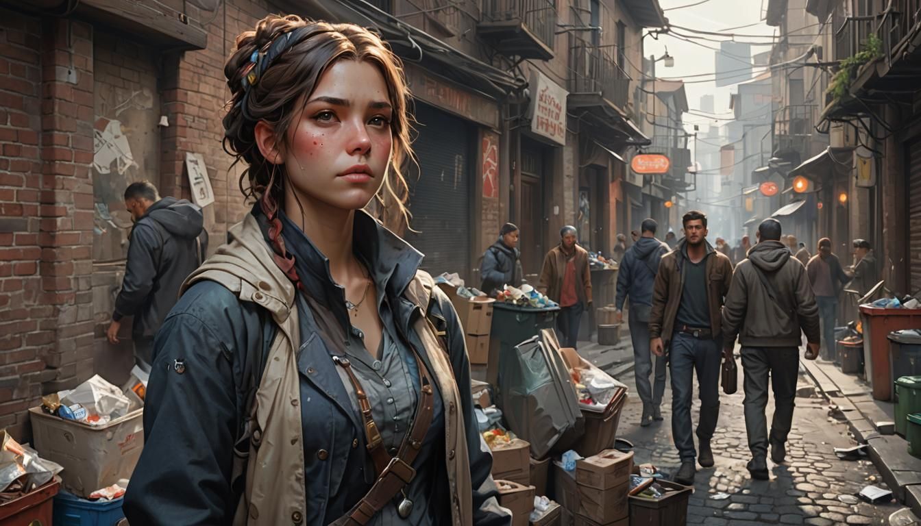 Detailed Portrait in Alley with Volumetric Lighting