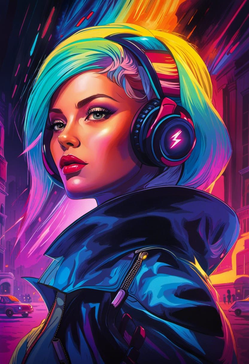 Gothic Vampire Queen in Maximalist Graffiti Art Style