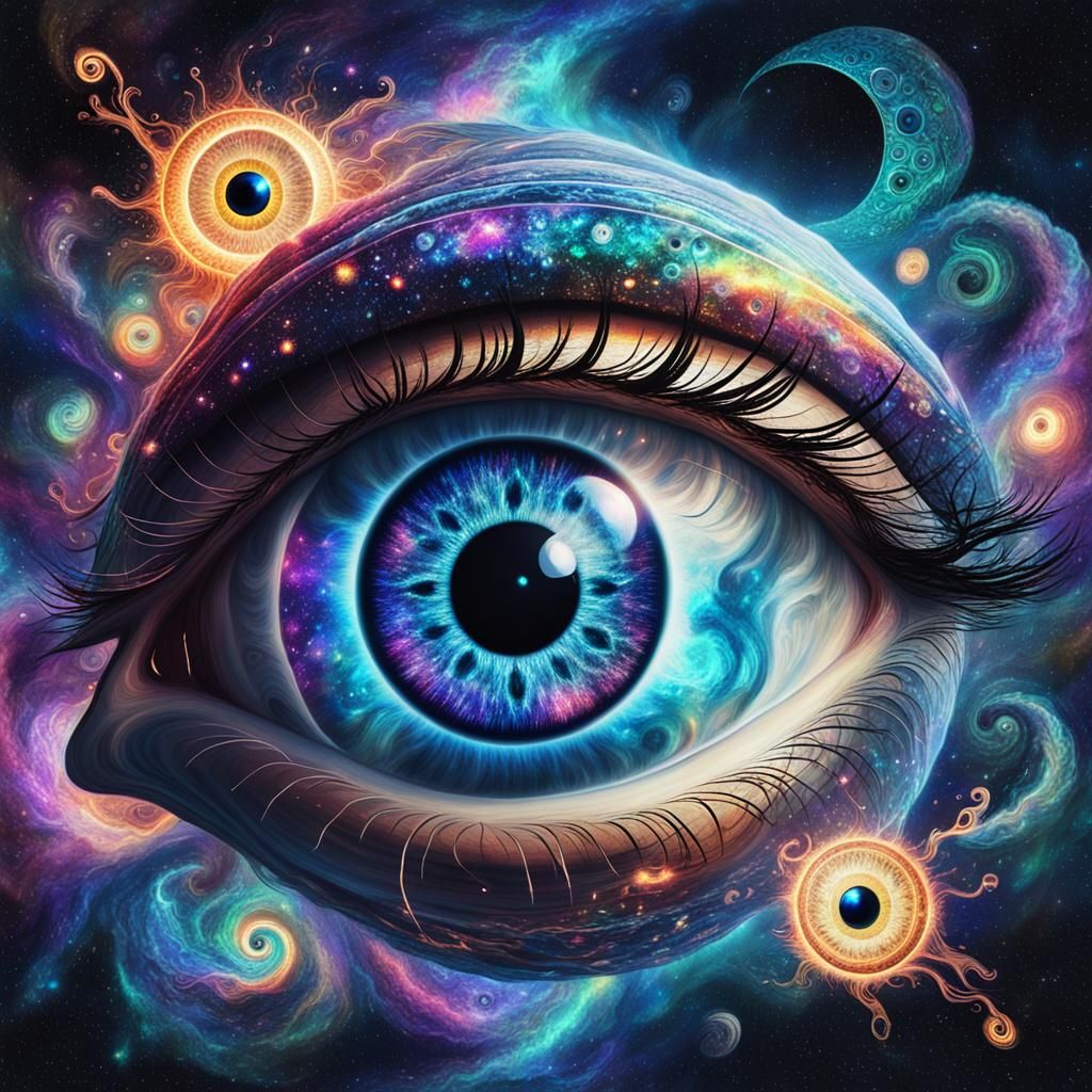 Evil Eye in Swirling Nebula: Cosmic Illustration