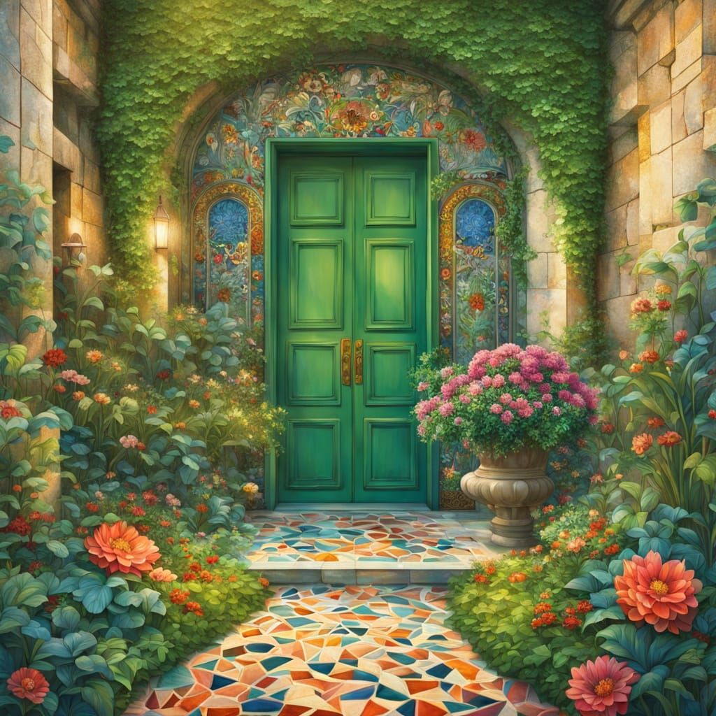 Secret Garden Concept Art With Ornate Villa Door