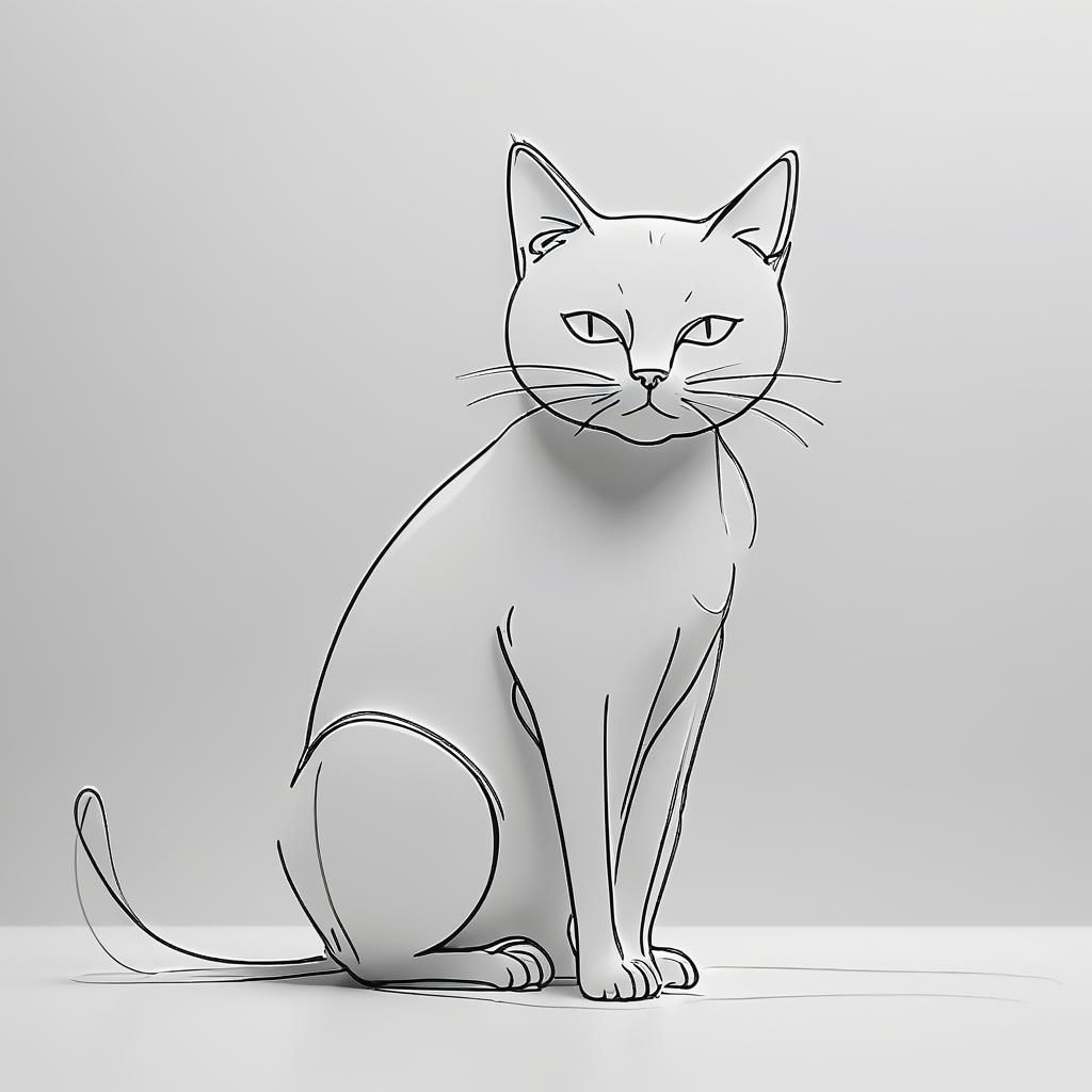 Minimalist line art, cat.