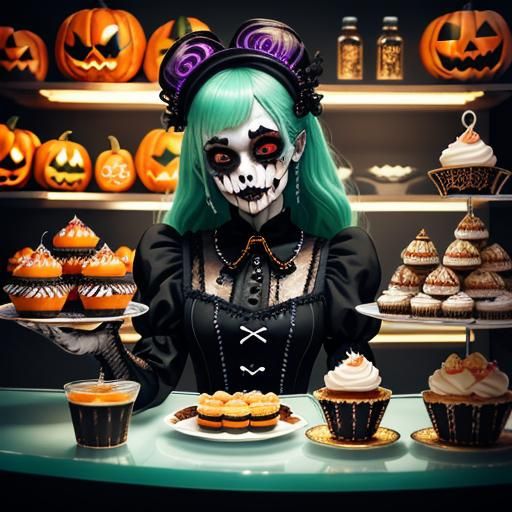 Spooky Kawaii Halloween Pasticceria in 3D Anime Art