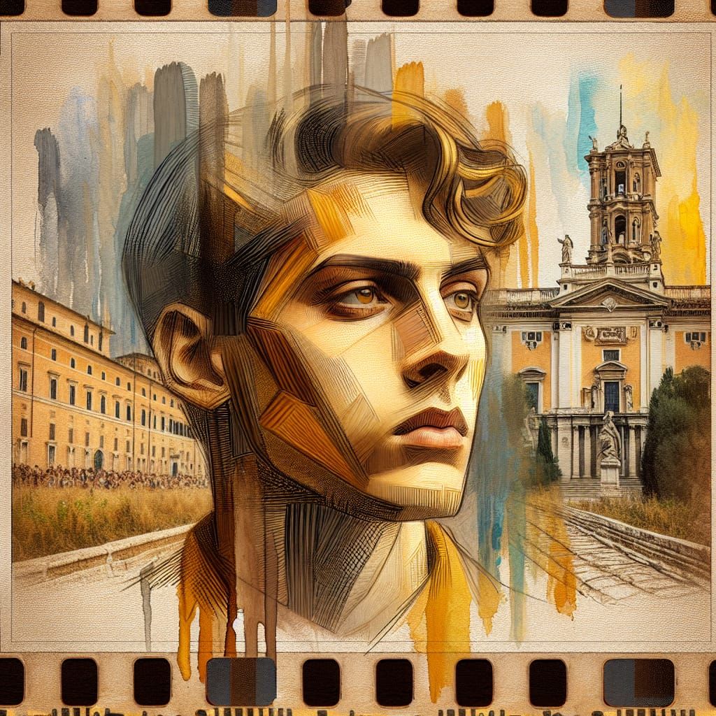 Elegant Italian Student in a Vintage Cinematic Portrait