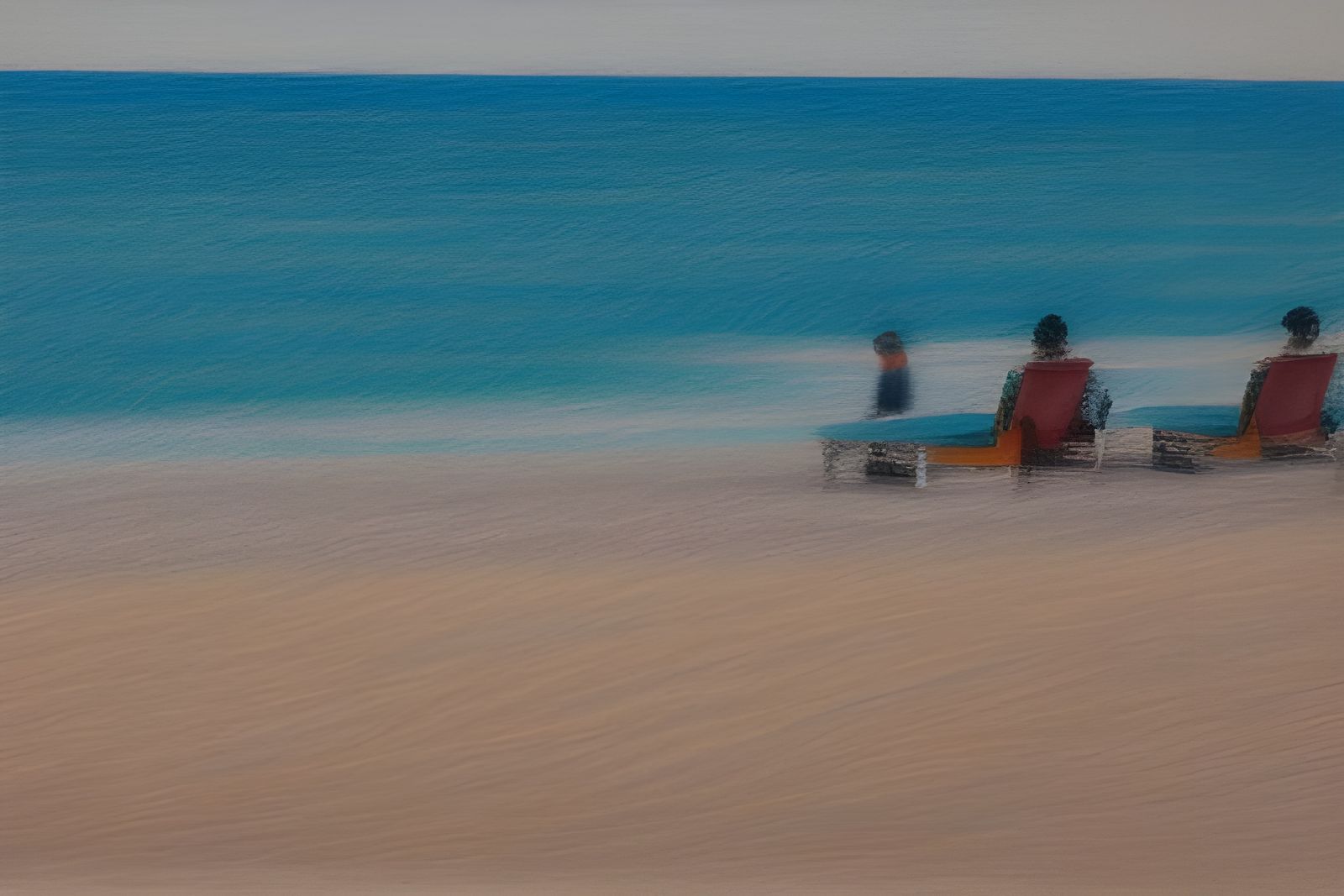 French Riviera Beach in Crayon Sketch Style