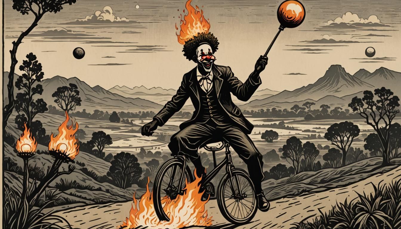 Black African Clown with short small dreadlocks and white fa...