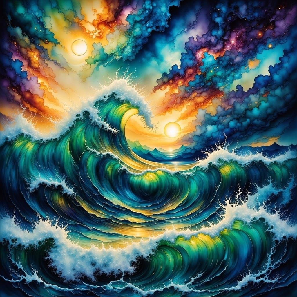 Surreal Moonlit Wave Illuminate