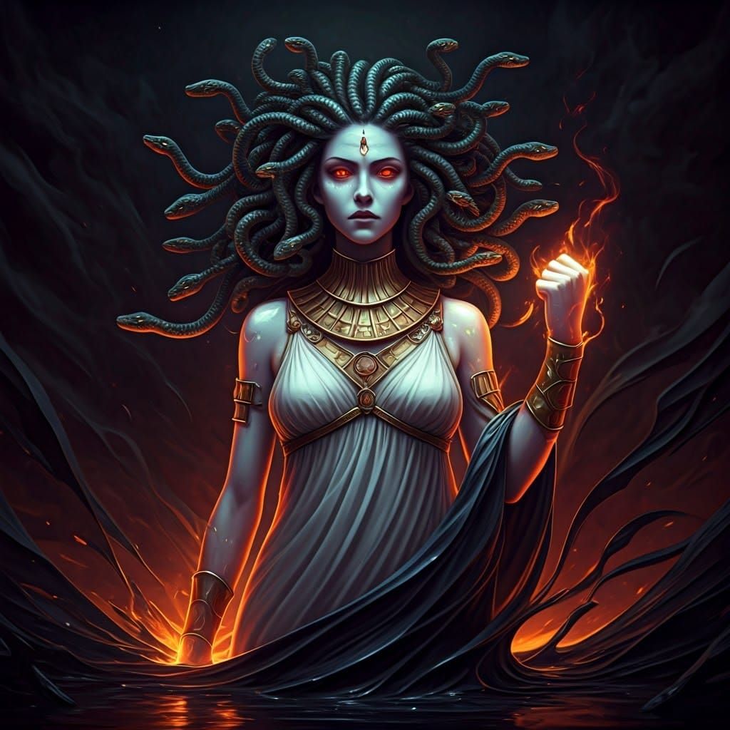 Intricate Medusa with Serpent Hair and Magic Aura