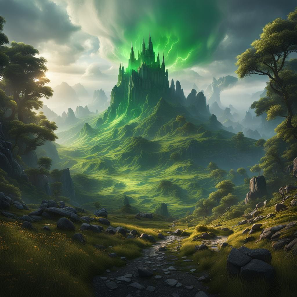 Mountain Radiating Power with Green Knights