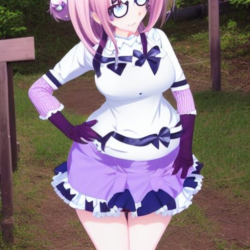 Anime Catgirl Maid with Big Blue Eyes