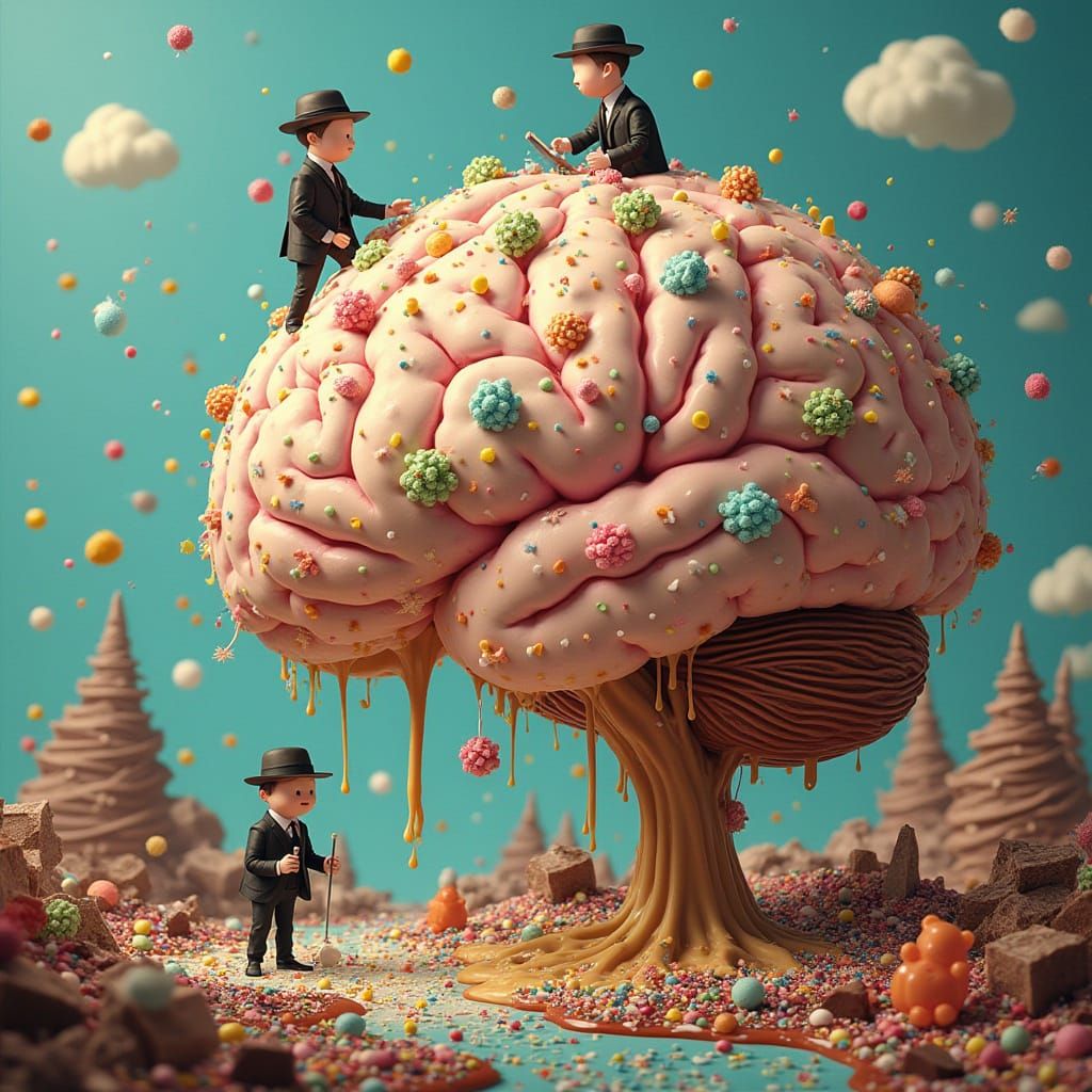 Ice Cream Brain: A Whimsical Surreal Scene