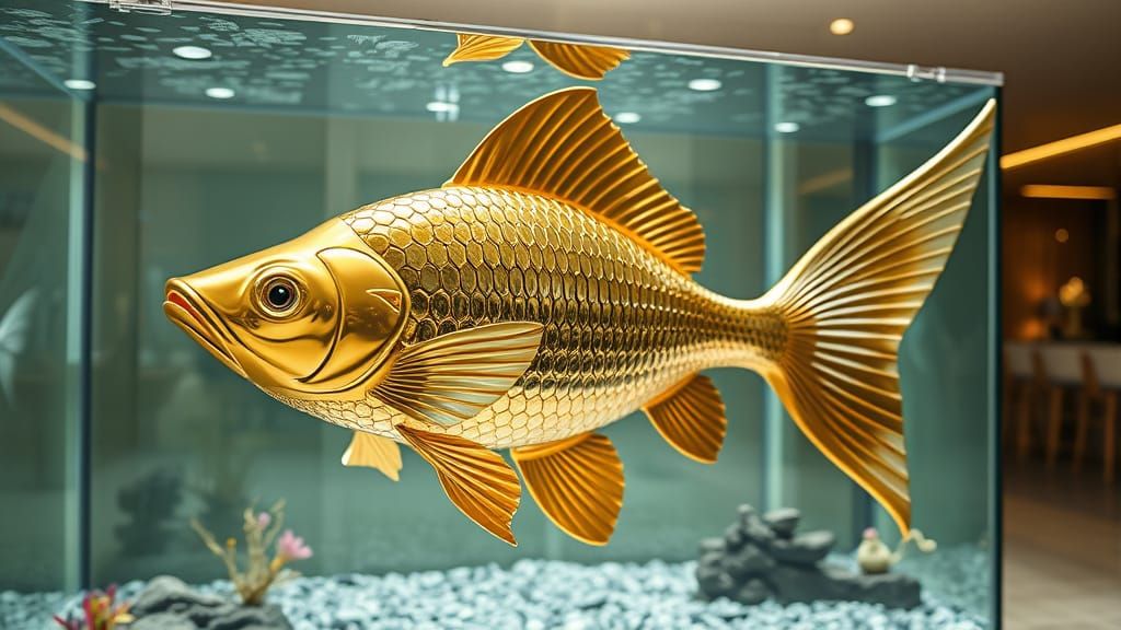 A Gold Fish Made Of Pure Gold