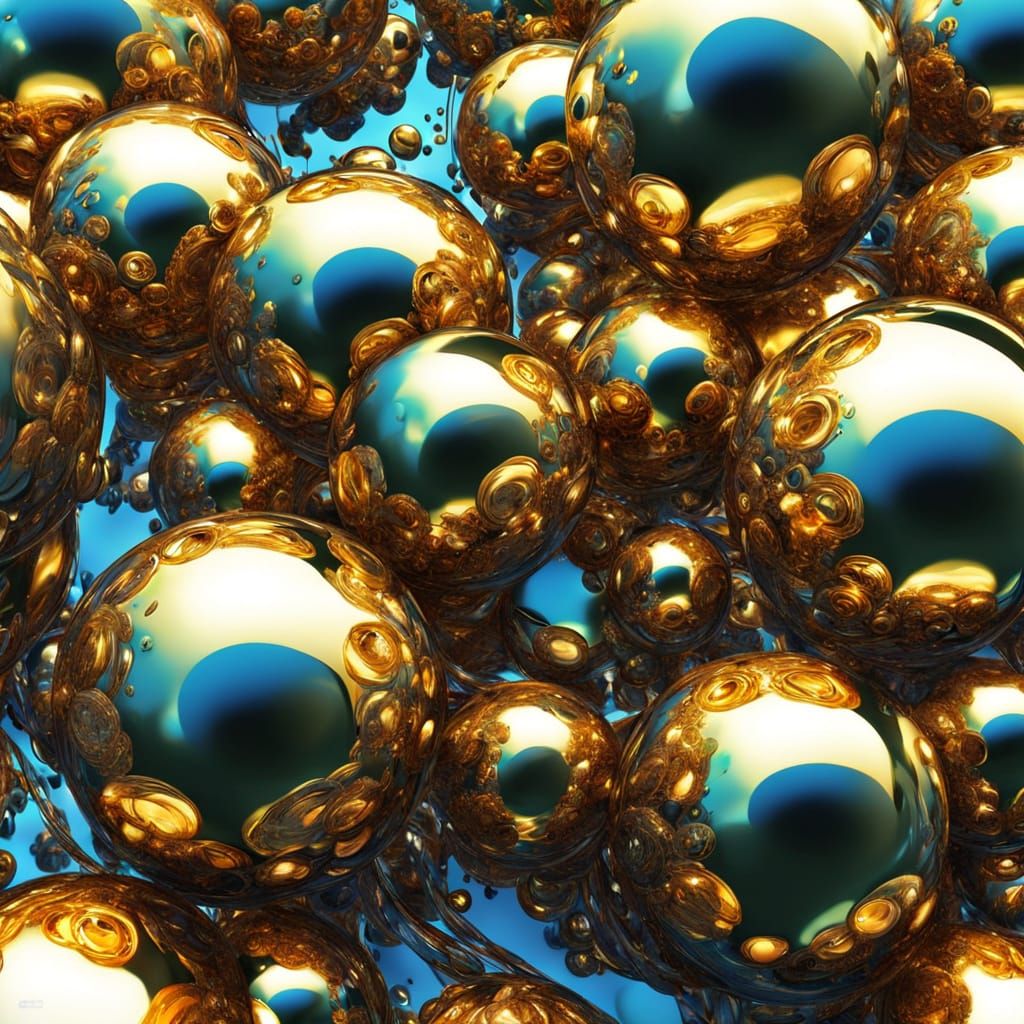 Bold Expressionist Chrome Spheres in Golden Light