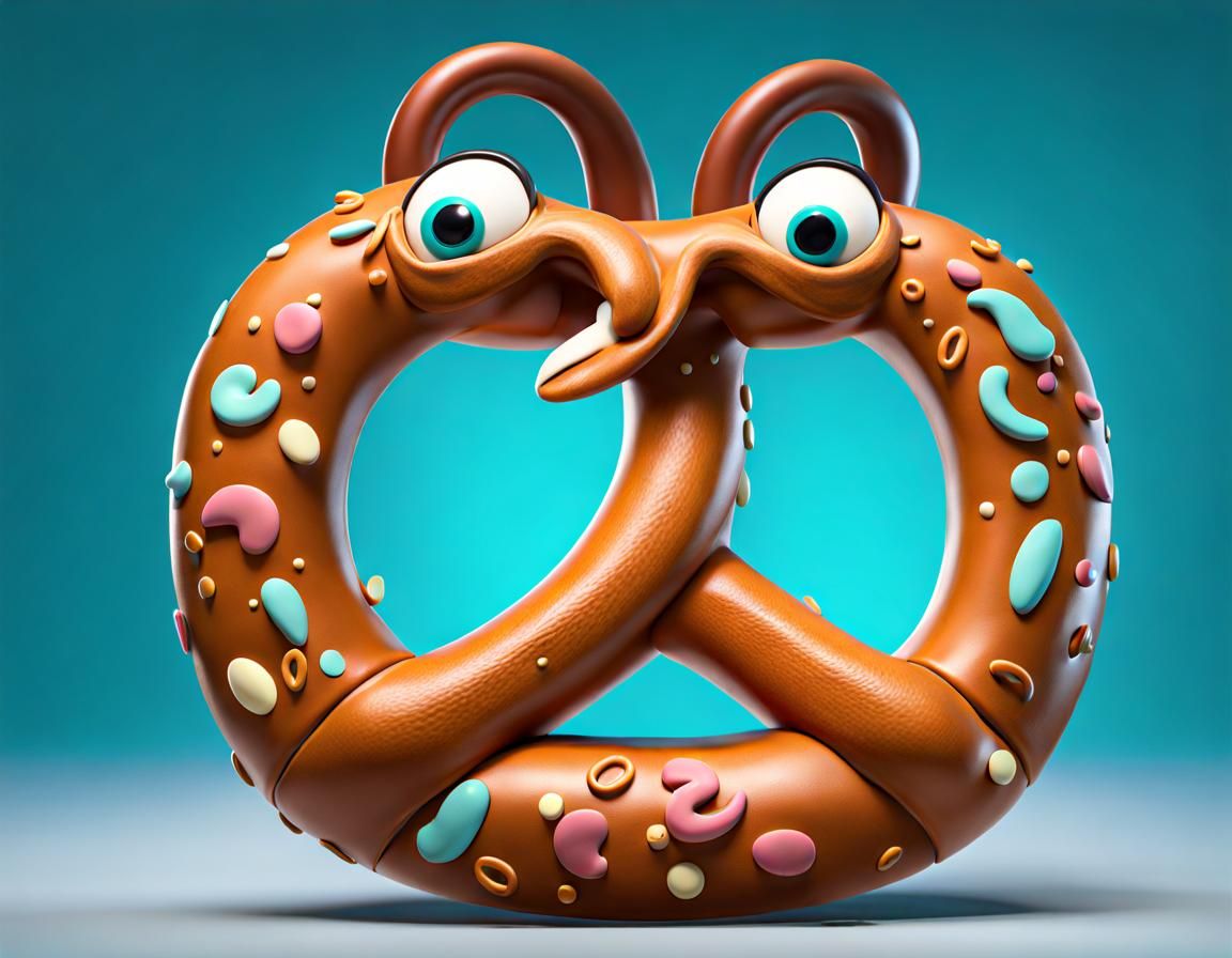 Anthropomorphic Pretzel Character: Pixar-Style 3D Art