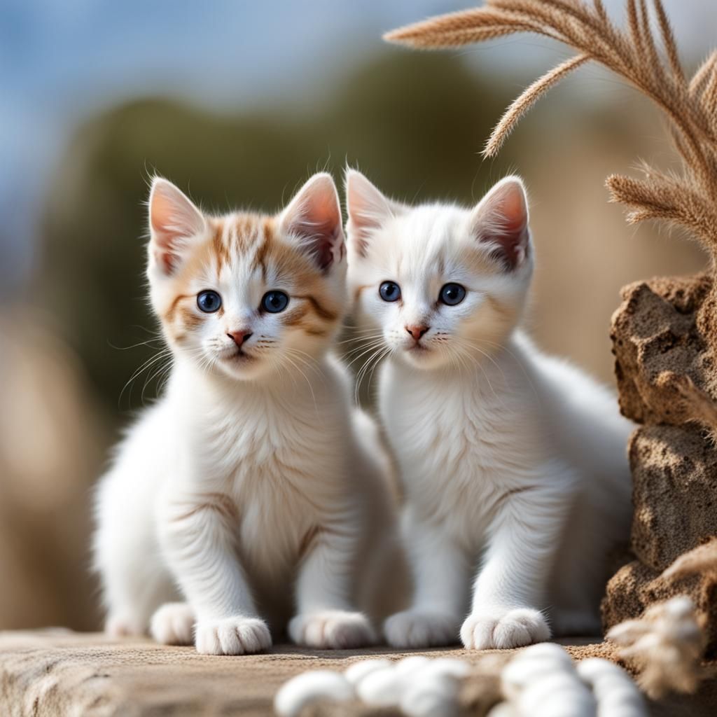 Playful Aegean Kittens Posing for Portrait