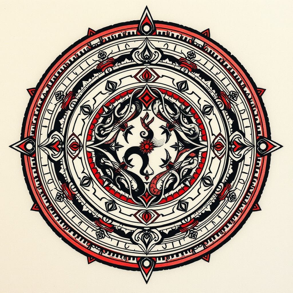 Ancient Seal Tattoo Design with Organic Lines