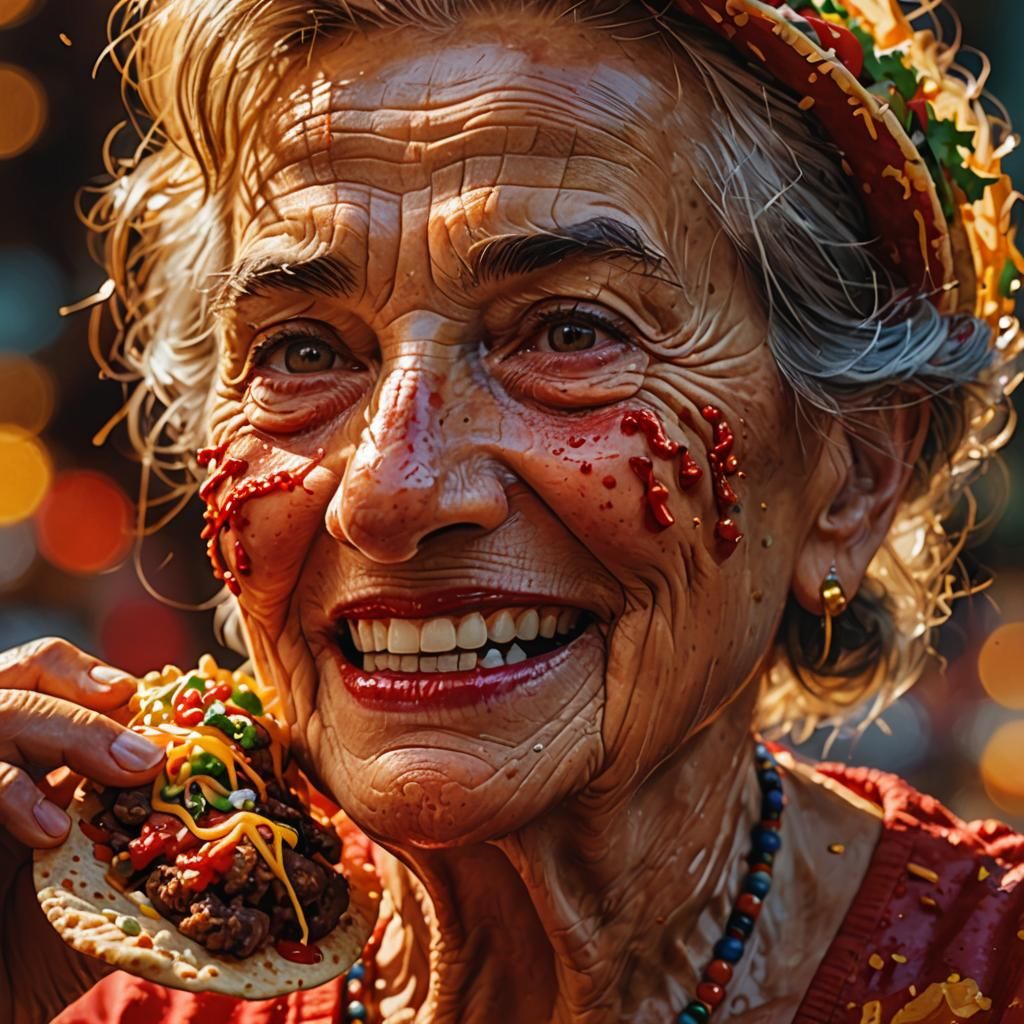 Joyful Taco Bite: A Vibrant Digital Portrait