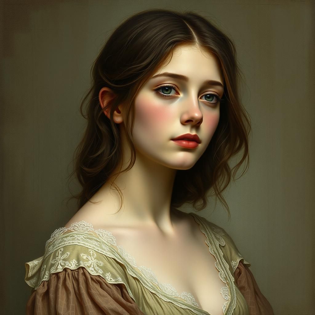 Sympathetic Woman in Pre-Raphaelite Style