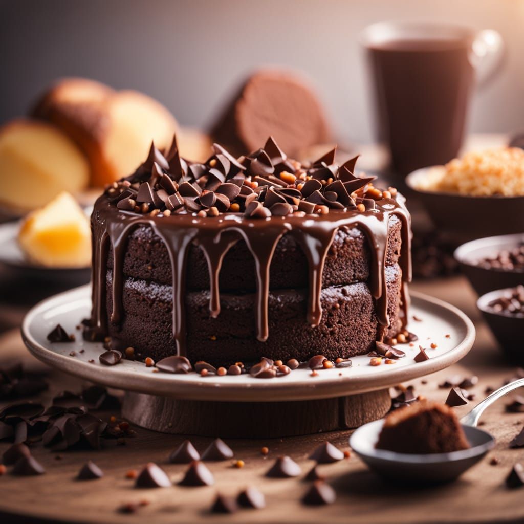 Decadent Chocolate Cake in Warm Natural Light