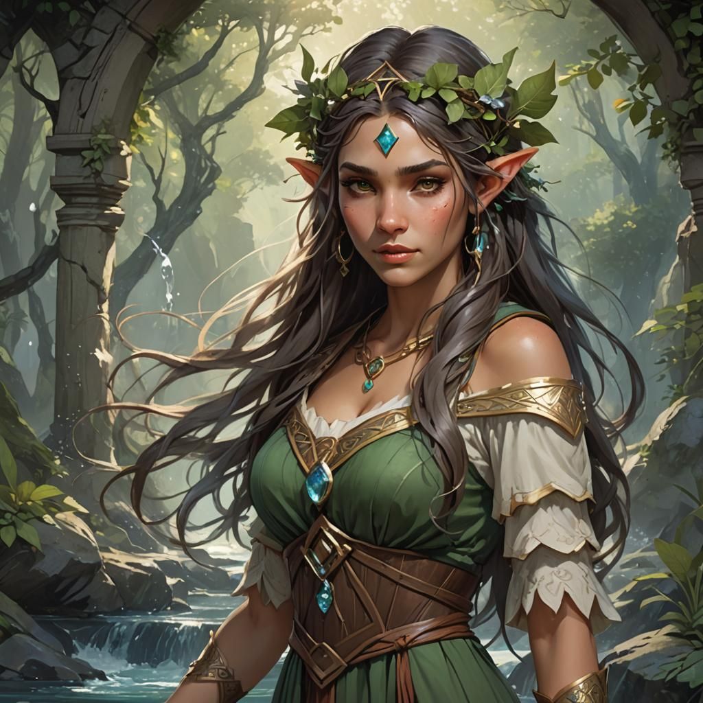 Dreamy Wood Elf Watercolour Portrait