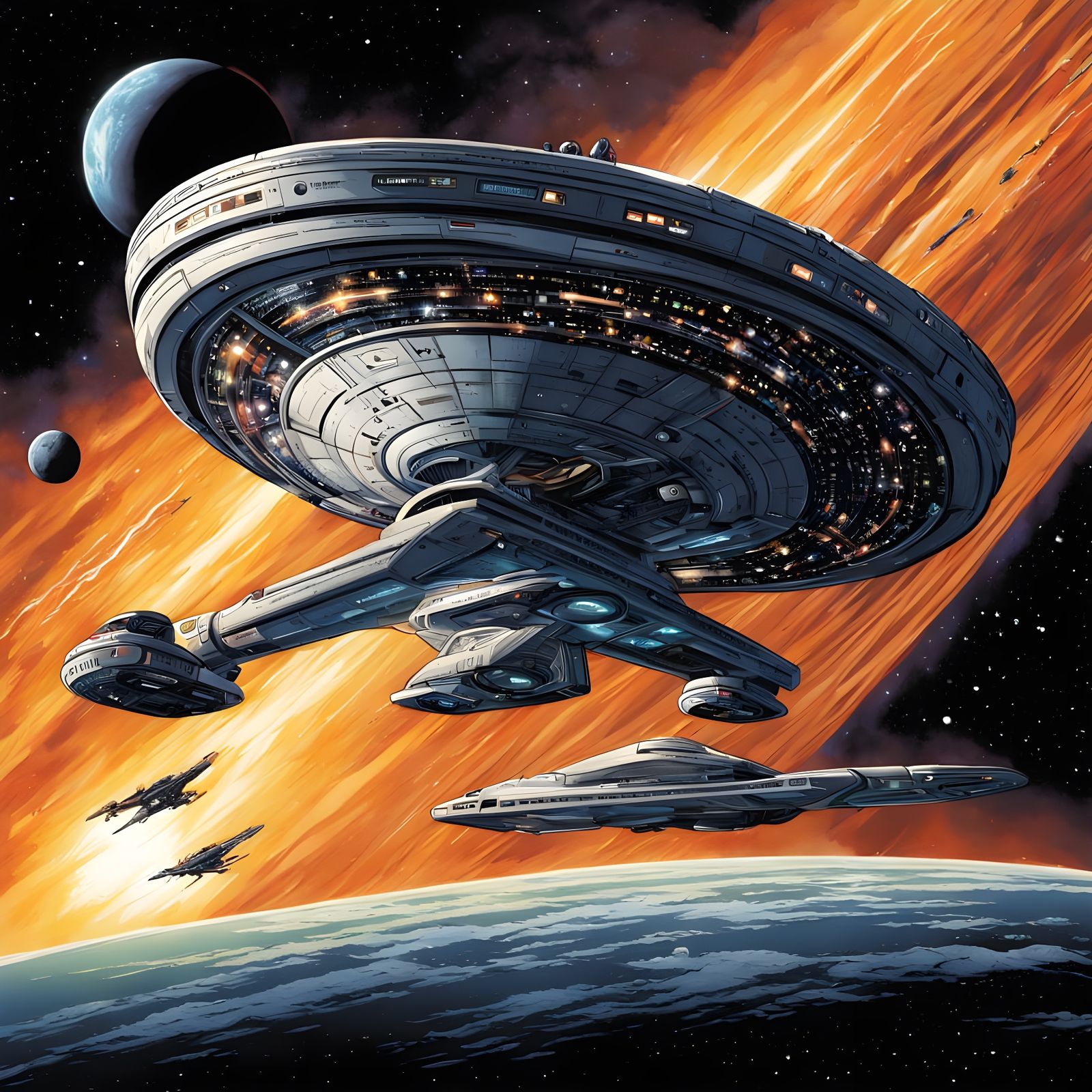 Star Trek Enterprise in Comic Book Art Style