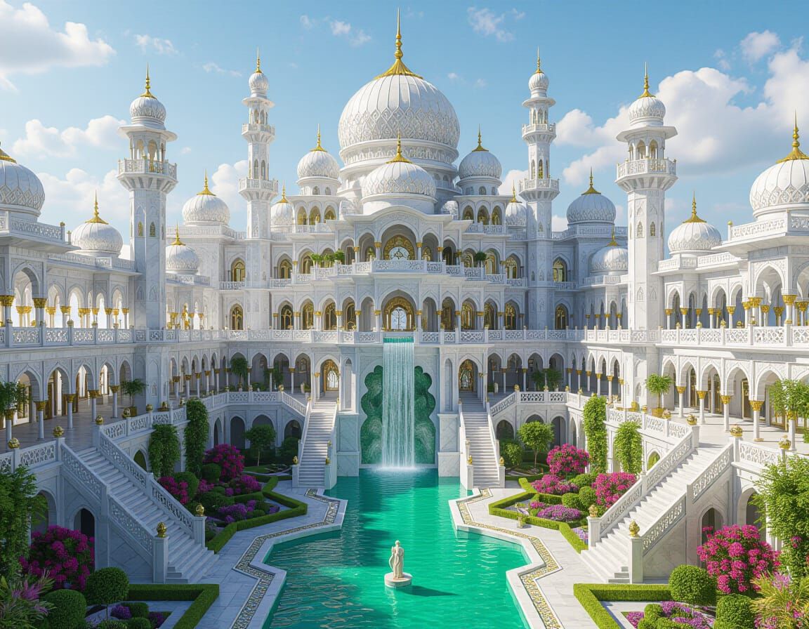 Extravagant Marble Palace at Sunset