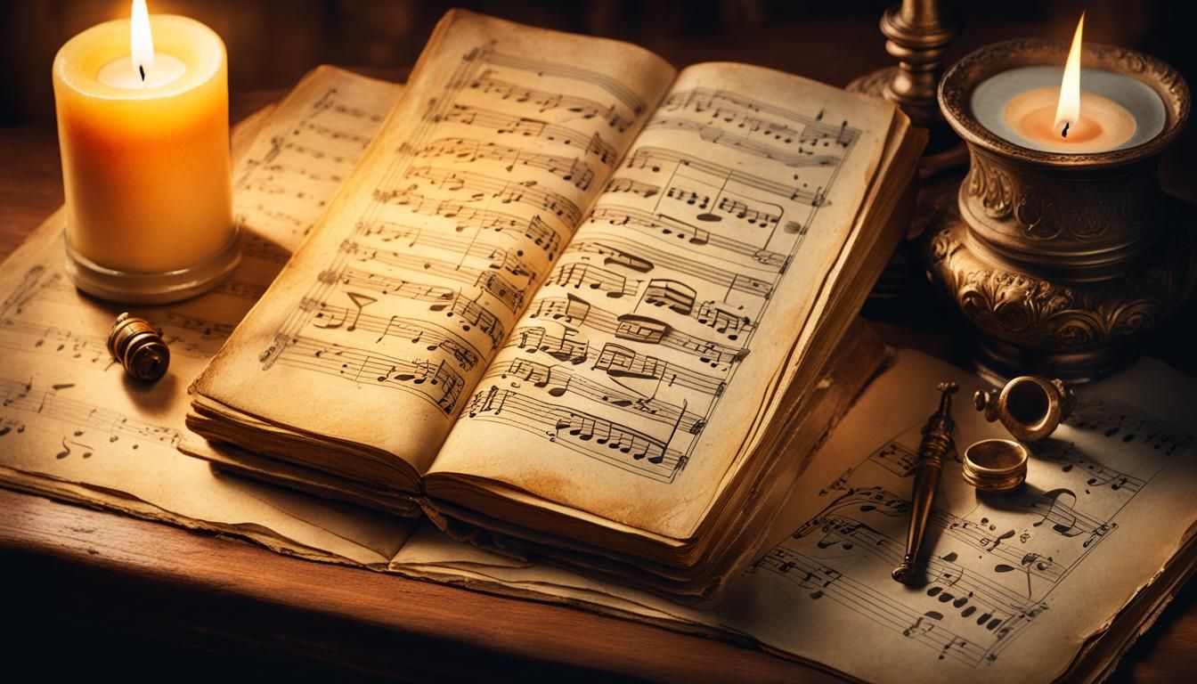 Baroque Still Life: Music Notebook in Candlelight