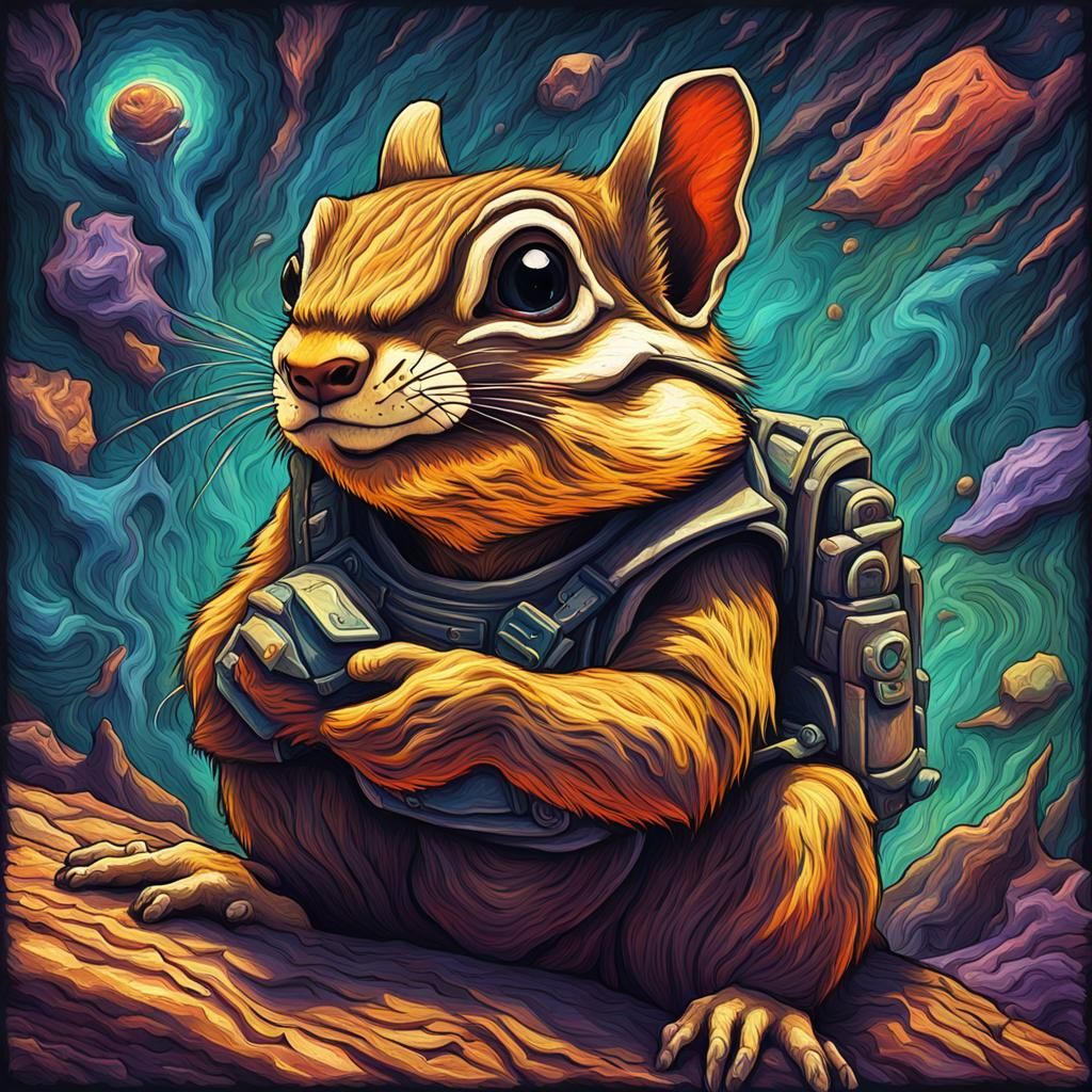 Psychedelic Chipmunk Ogre in Gothic Art Style