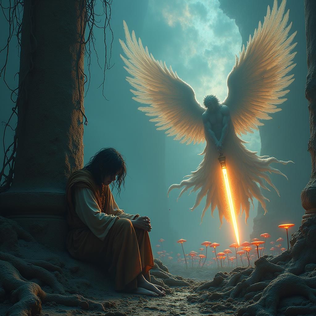 Angels and Demons Clash in Surreal Battle