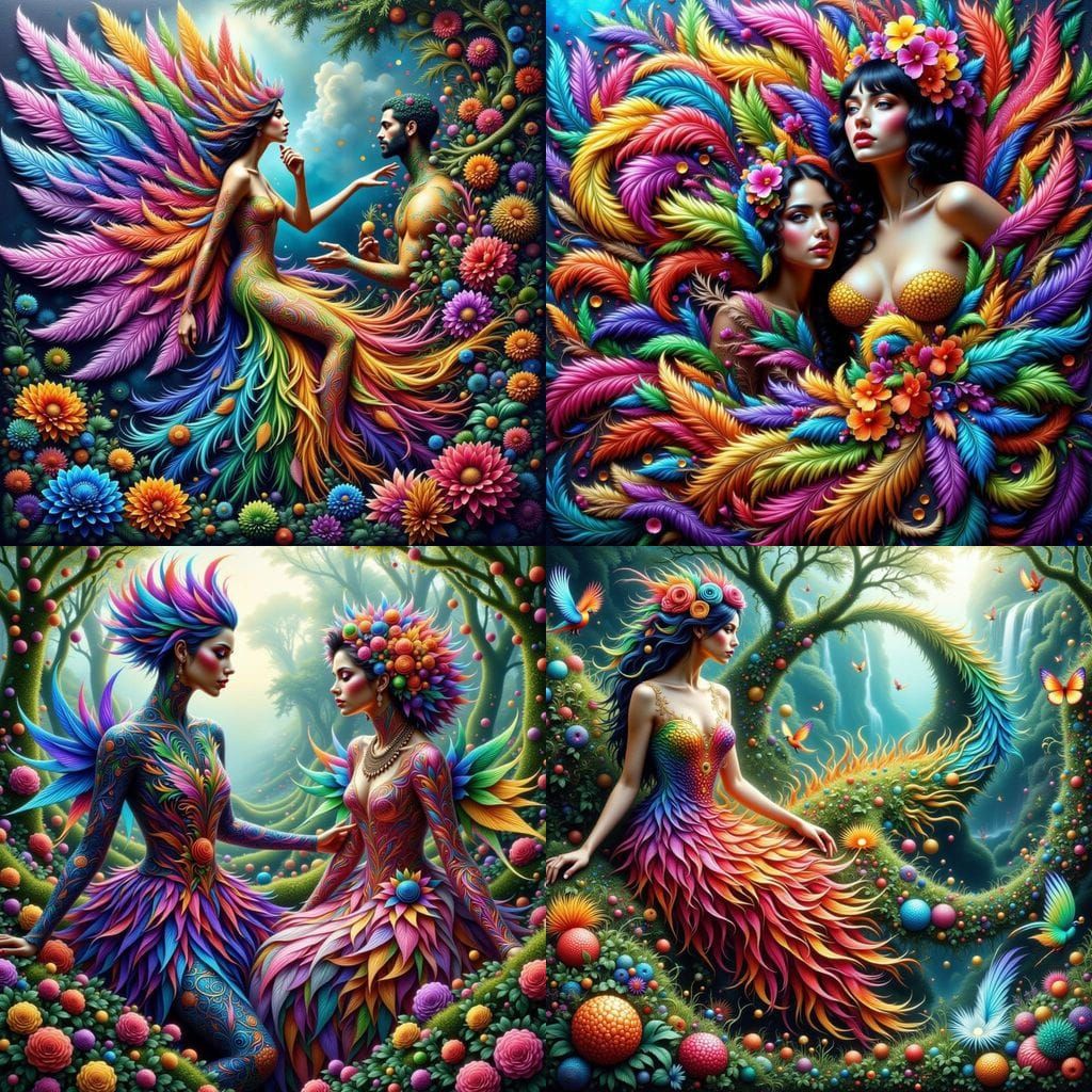 Woman in Living Dress: Acrylic on Canvas