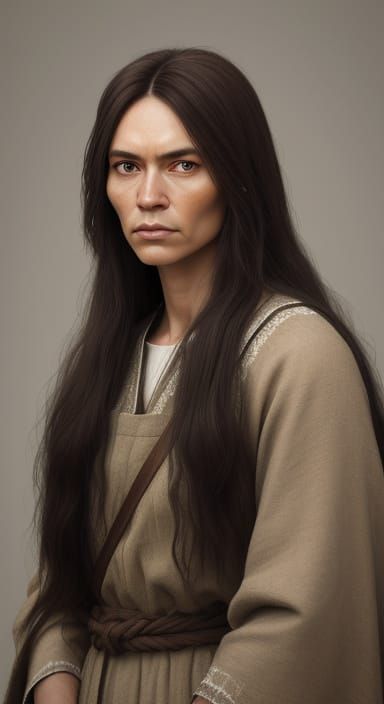 Stone Age Woman in Realistic Digital Portrait