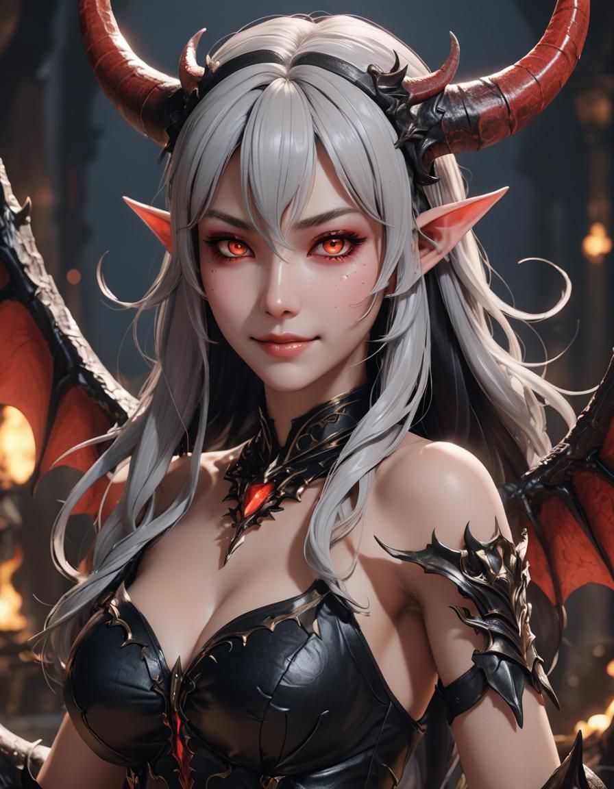 Friendly Succubi Demoness in 3D Anime Art Style