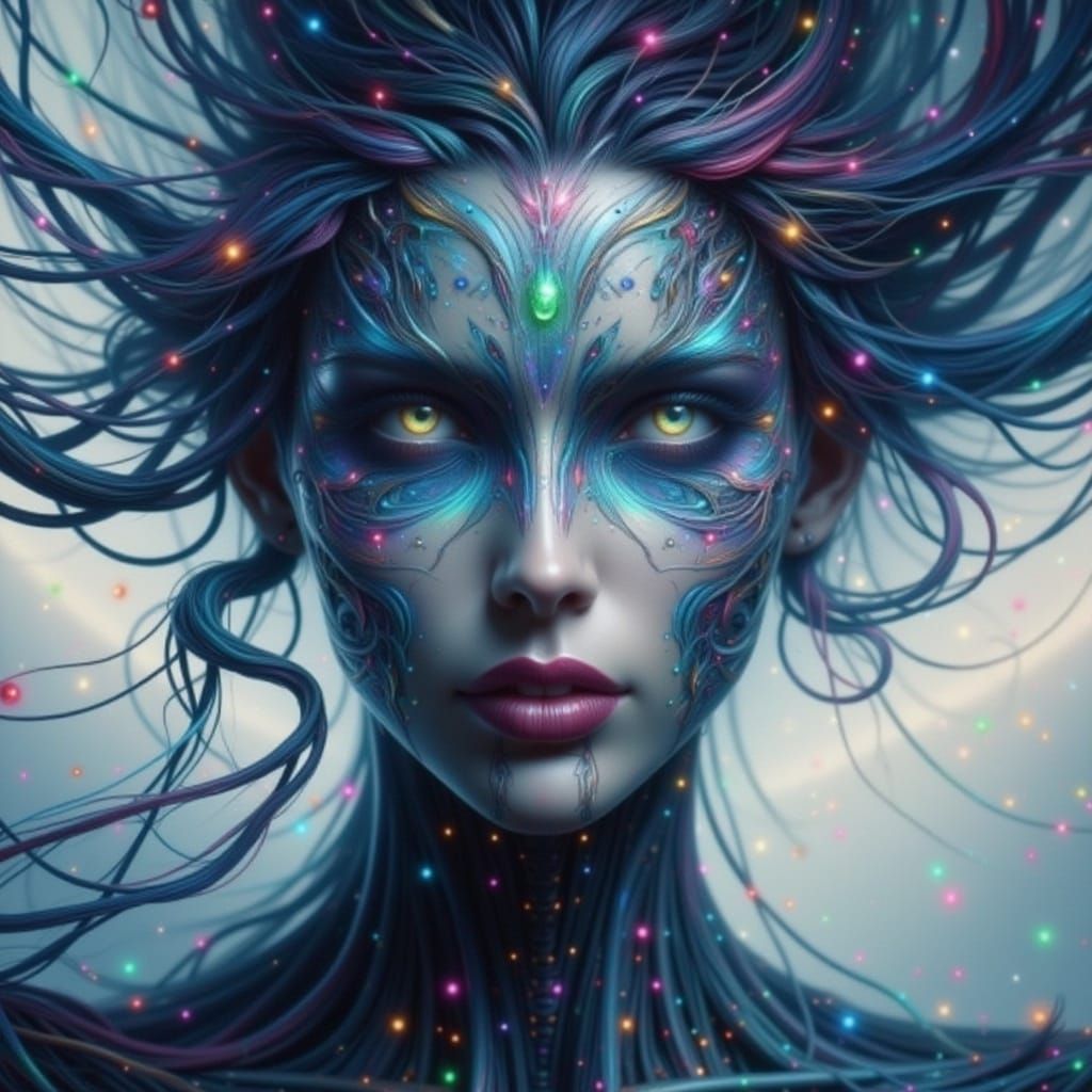 Ethereal Woman in Neo-Gothic Glow