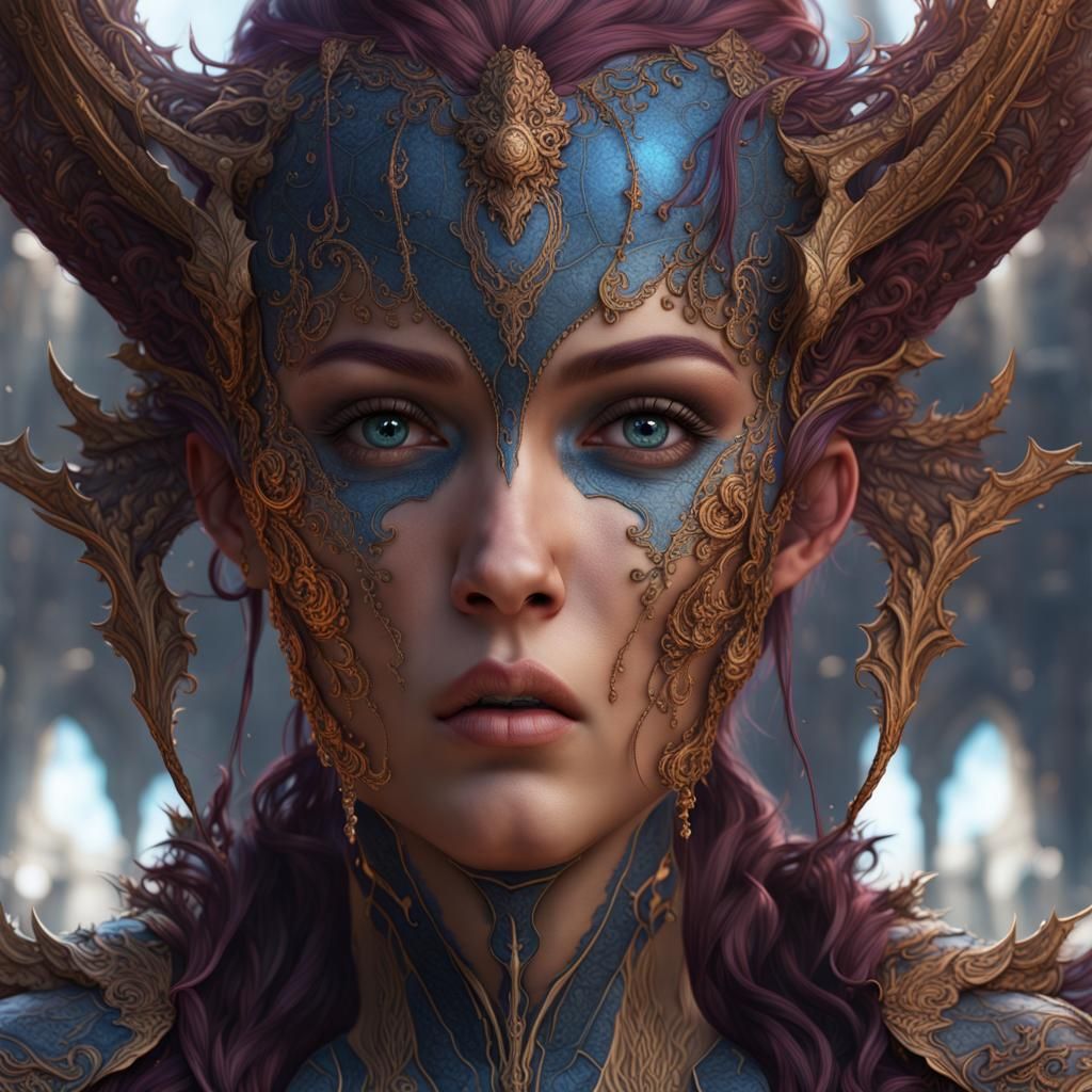 Detailed Matte Painting of a Face in Deep Color