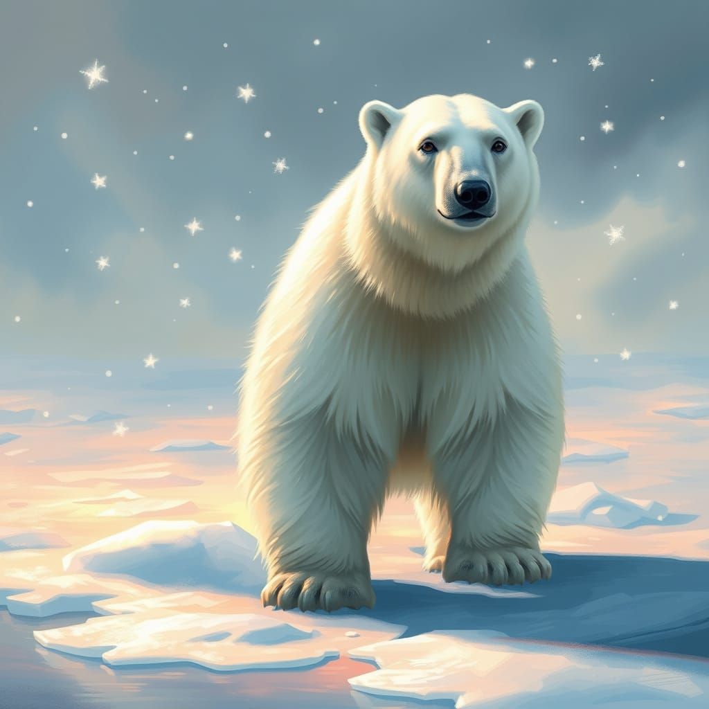 Majestic Polar Bear in a Serene Arctic Landscape