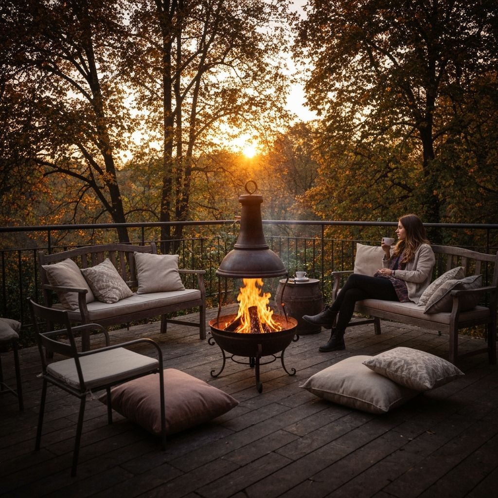 Cozy Autumn Patio Scene With Sunset View