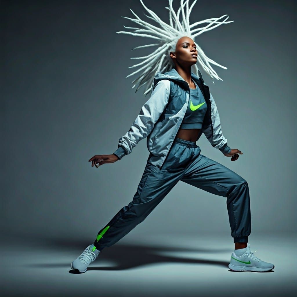 Nike Fashion Editorial: Model with White Dreadlocks