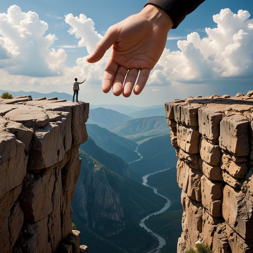 Man on Precipice, Hope Prevails