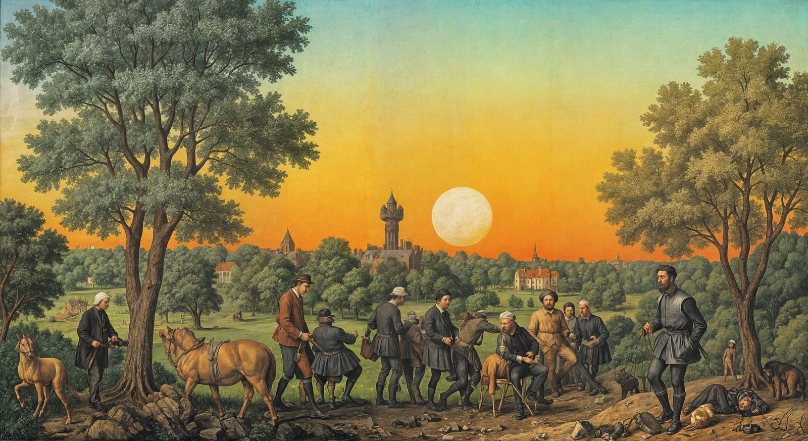 Surreal Belgian Landscape in Ligne Claire Style