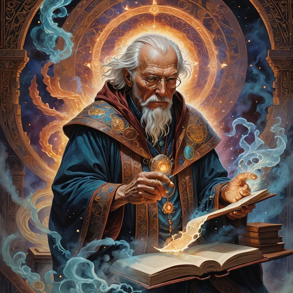 Carl Jung as Mage in Moebius Style