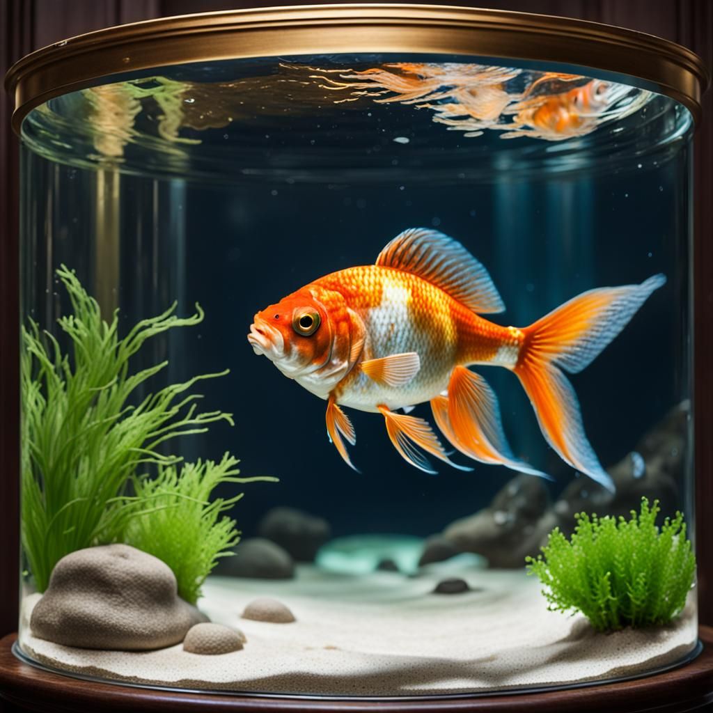 Surreal Portrait: Goldfish Head Gentleman in Aquarium