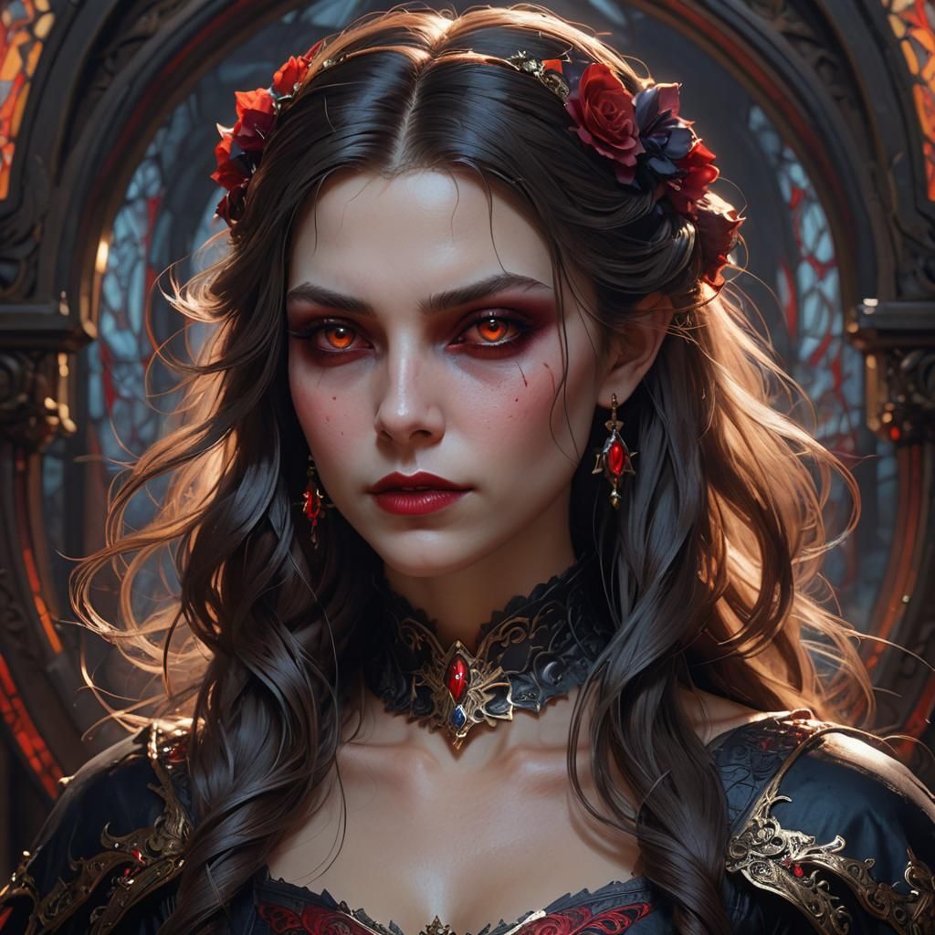 Detailed Vampire Portrait in Hyperrealistic Style