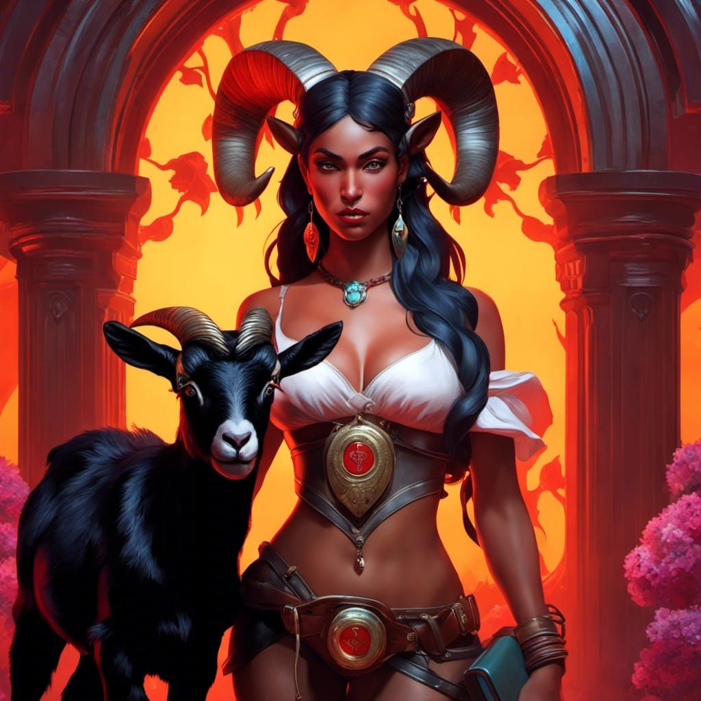 Satyr Woman with First Aid Kit, Digital Art