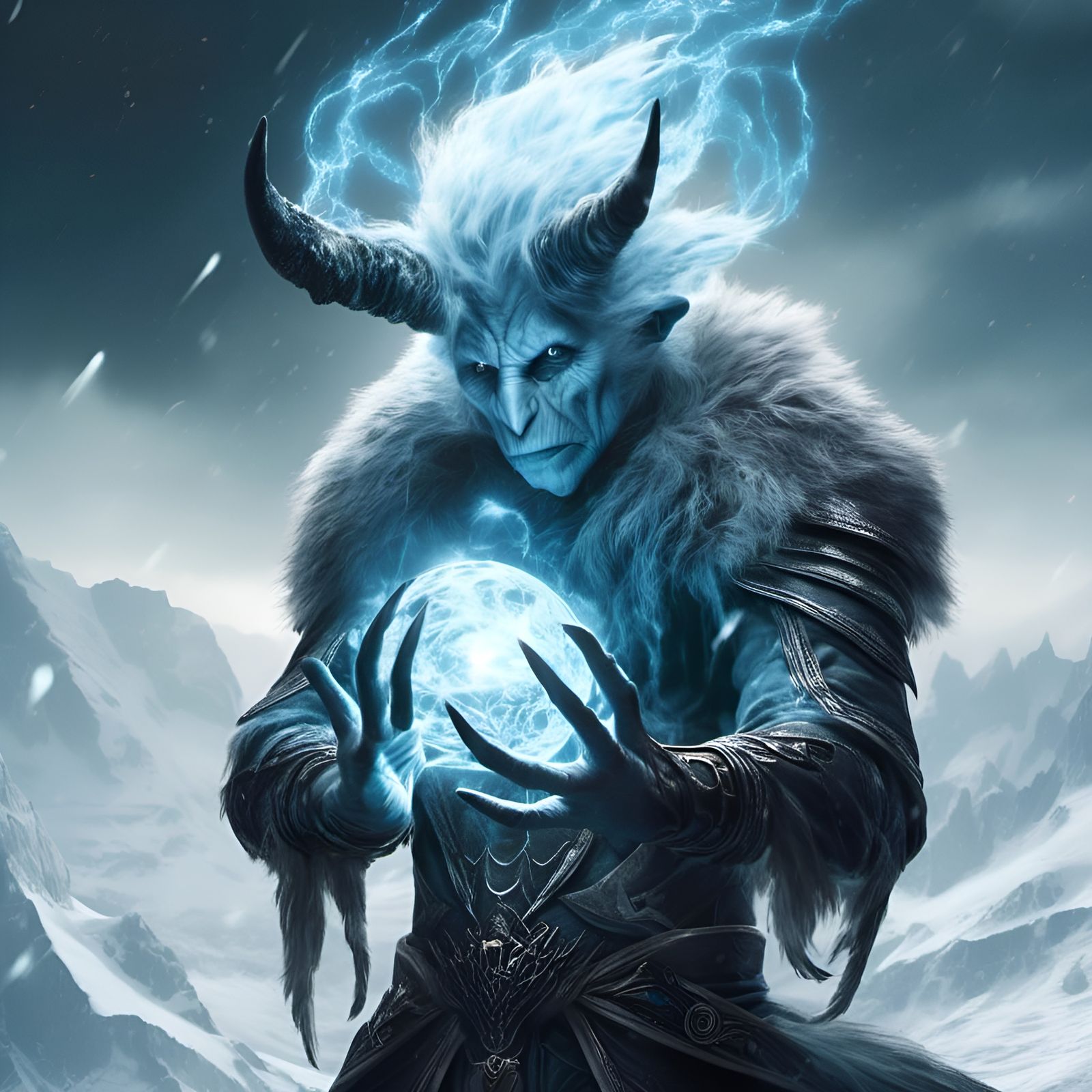 Frigid Arctic Summoner Casting Bioluminescent Magic