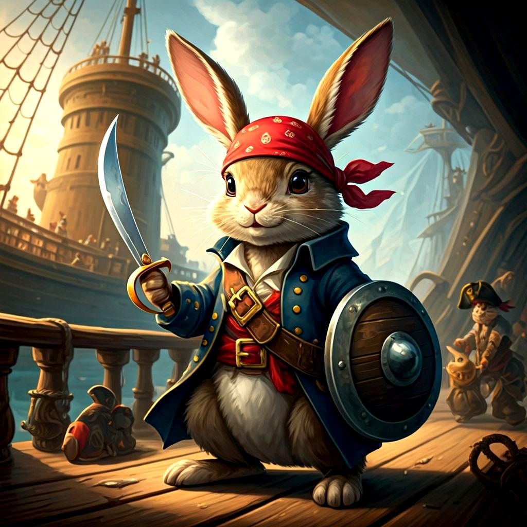 Pirate Bunnies Aboard a Ship