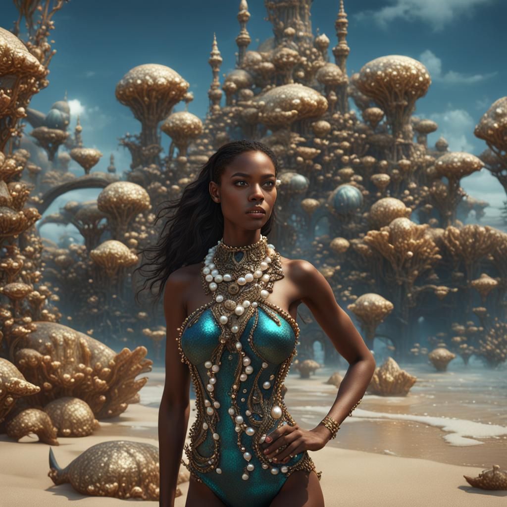 Pearl and Shark Tooth Swimsuit: Fantasy Concept Art