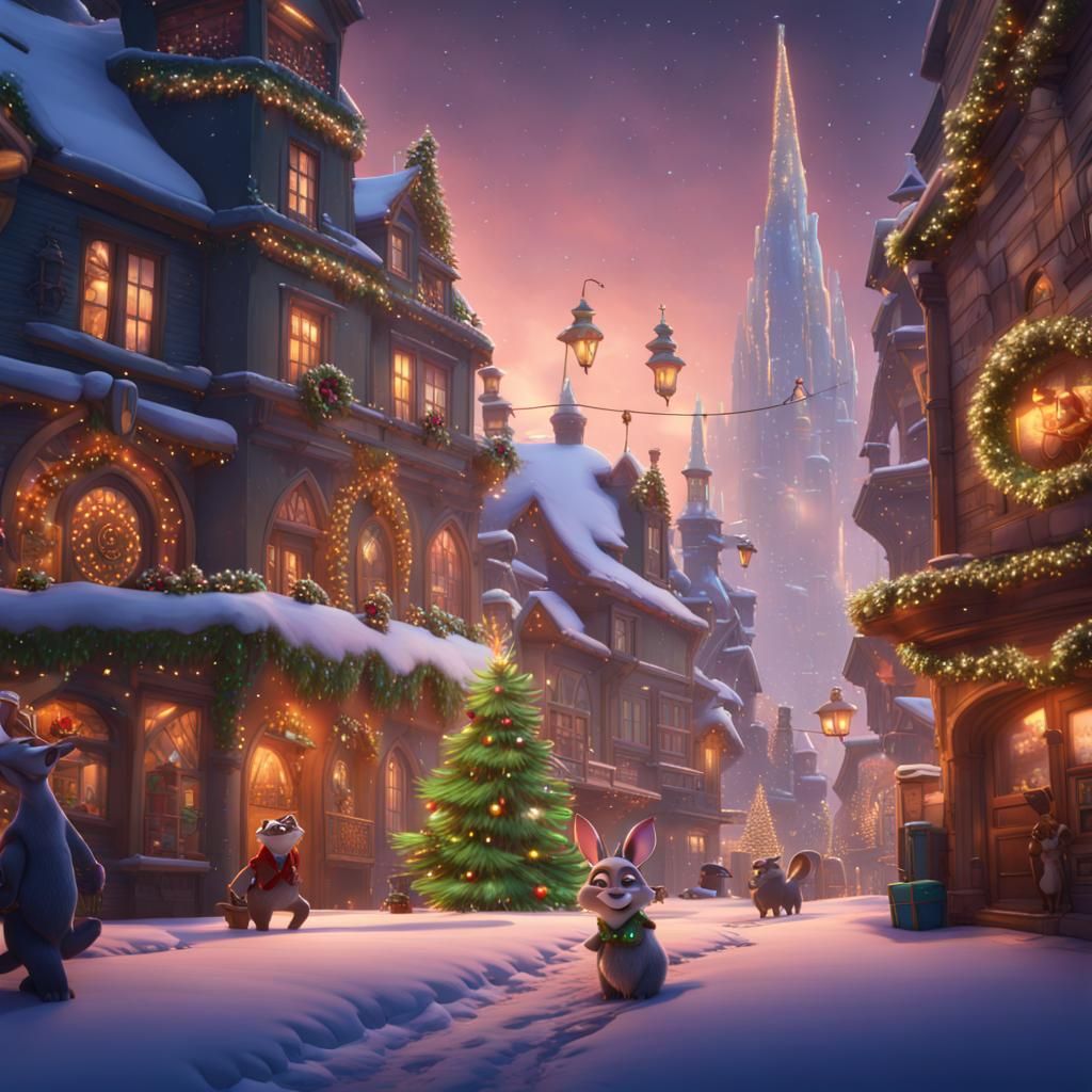 Christmas in Zootopia: Detailed Fantasy Concept Art