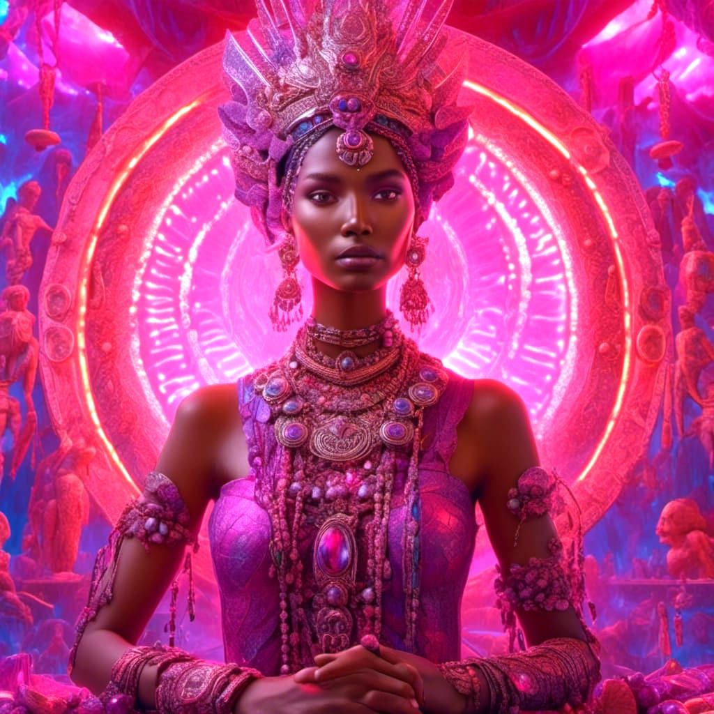 Goddess Venus Portrait with Holographic Jewelry